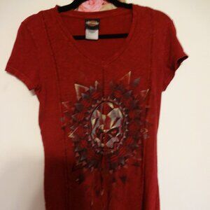 harley davidson xs red texas barnett top skull womans